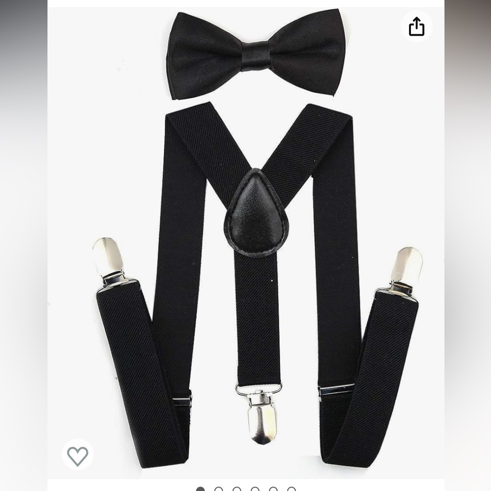 Toddler adjustable suspenders and bow tie